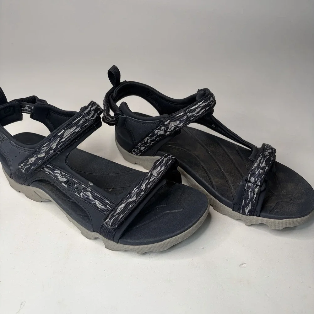 Teva K Tanza Youth Big Boys Sport Outdoor Sandals Size 7 Blue Gray Adjustable